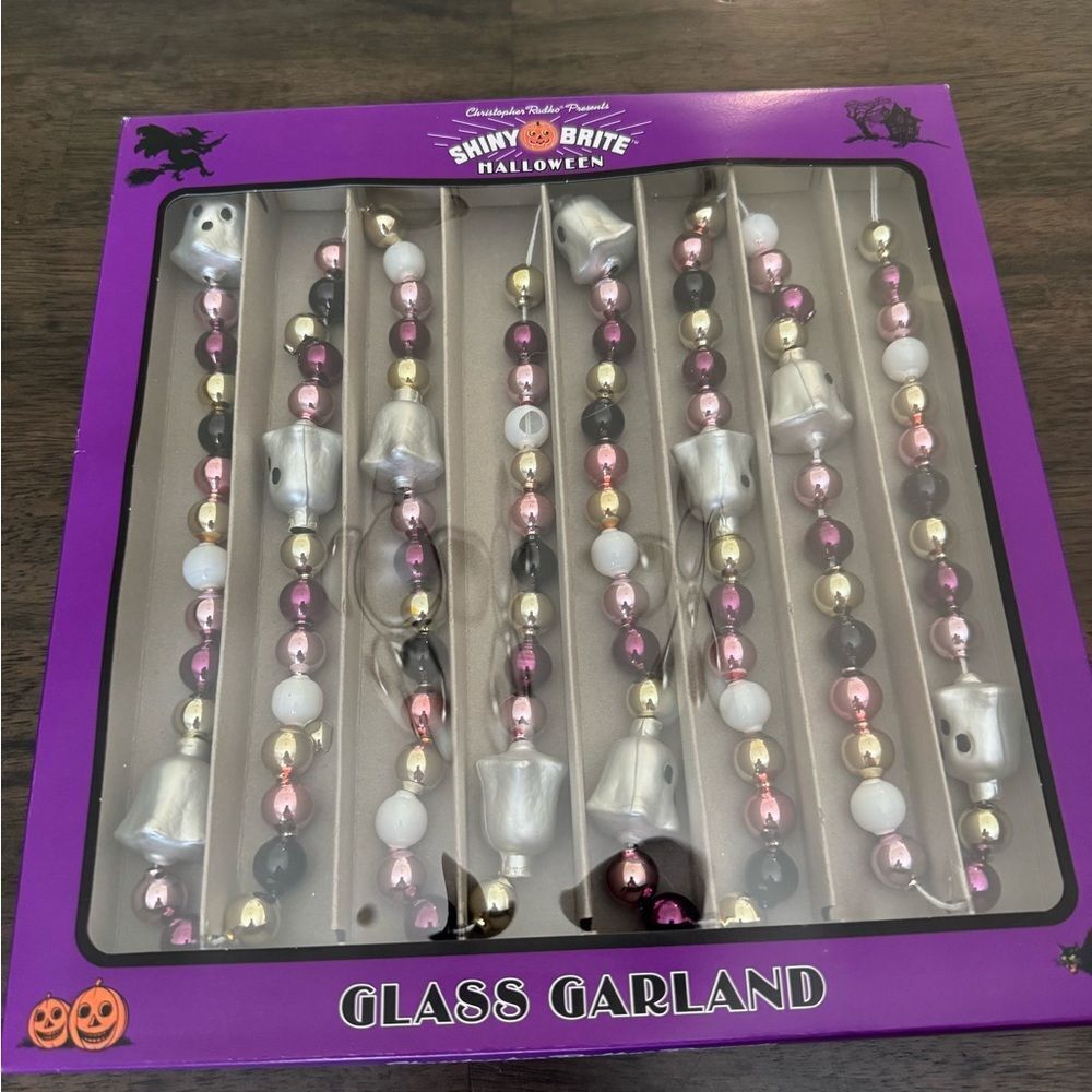 Christopher Radko Ghost Halloween Fall Shiny Brite Vintage Garland Purple